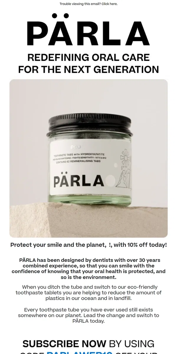 Email from PÄRLA. Welcome to our community of thousands of PÄRLA people 🌍