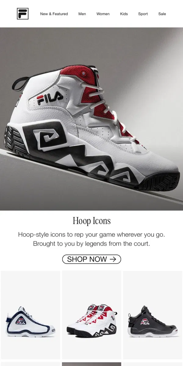 Email from FILA. Basketball season has arrived