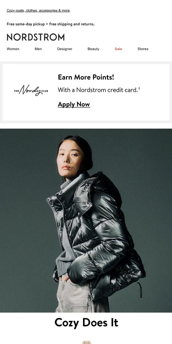 Email from Nordstrom. Bundle up & beat the brrr