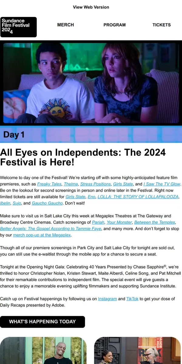 Email from Sundance. The Festival Starts Today!