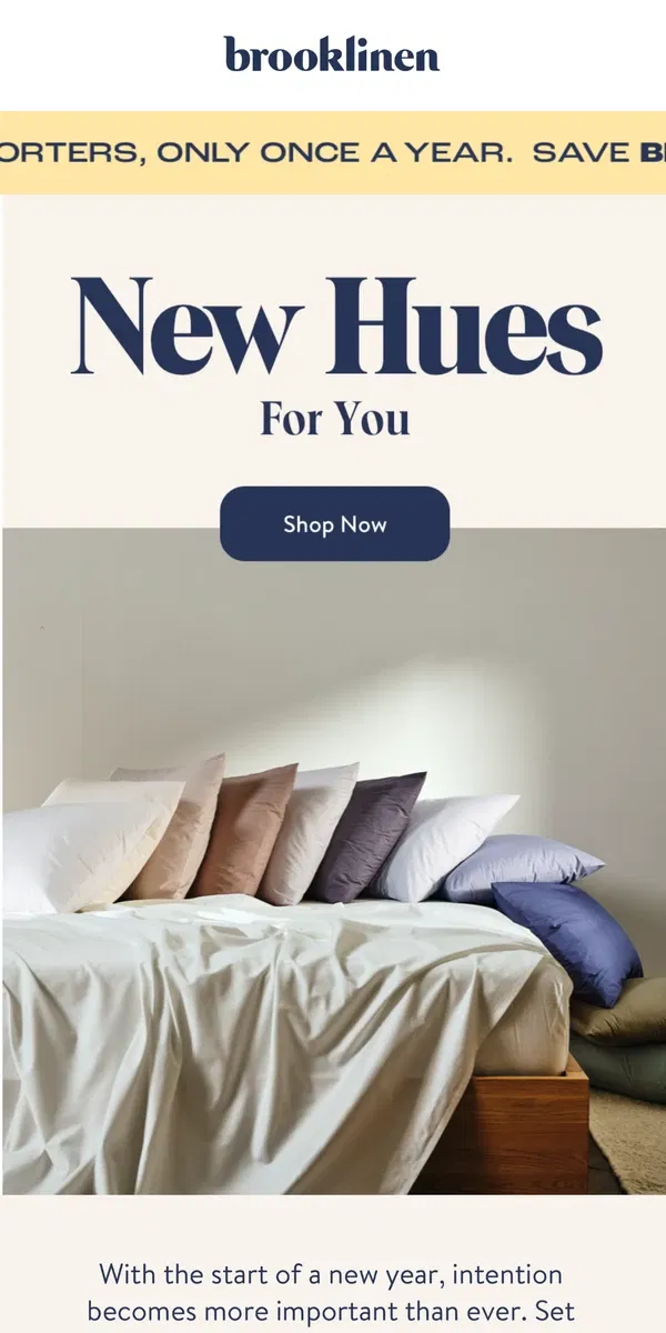 Email from Brooklinen. New Colors You’ll Love