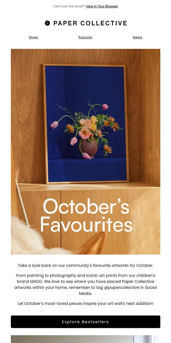 Email from Paper Collective. Top Art Prints – Your October Favourites