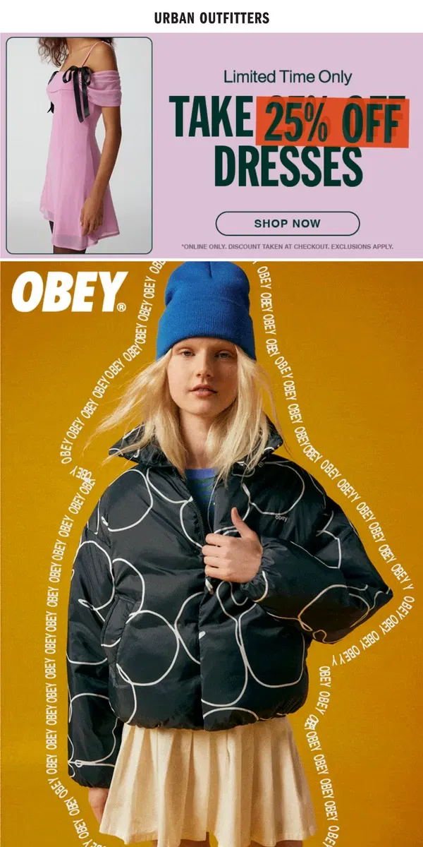 Email from Urban Outfitters. NEW. OBEY.