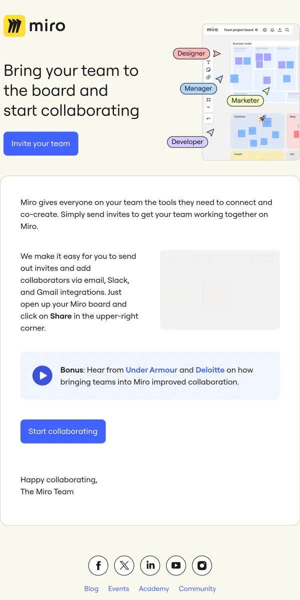 Email from Miro. Reminder: Miro is Ready to Collaborate