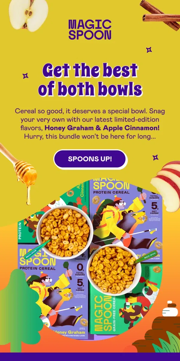 Email from Magic Spoon Cereal. Bundle big with Honey Graham & Apple Cinnamon!