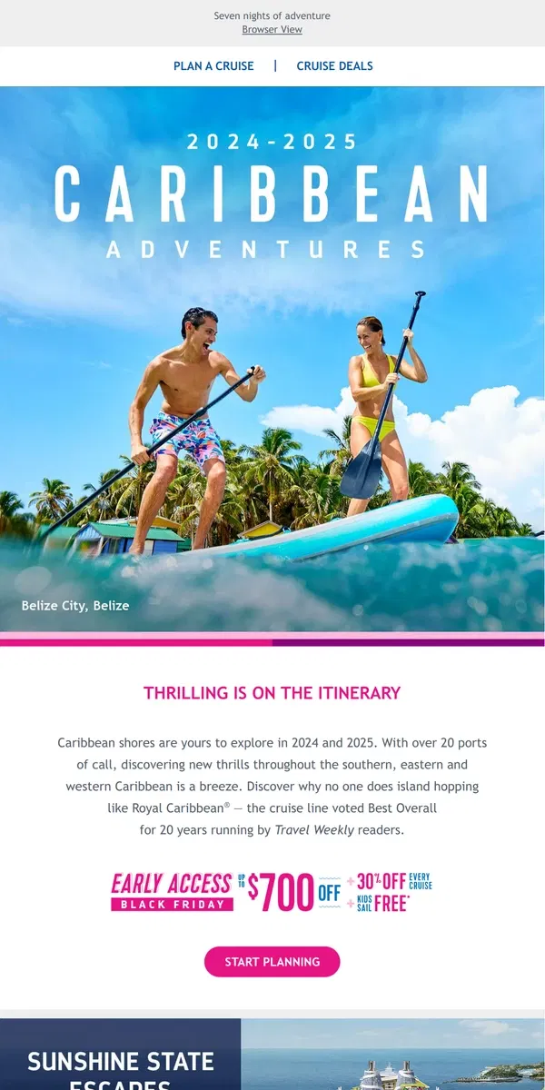 Email from Royal Caribbean. Tropic like it’s hot onboard the world’s boldest ships