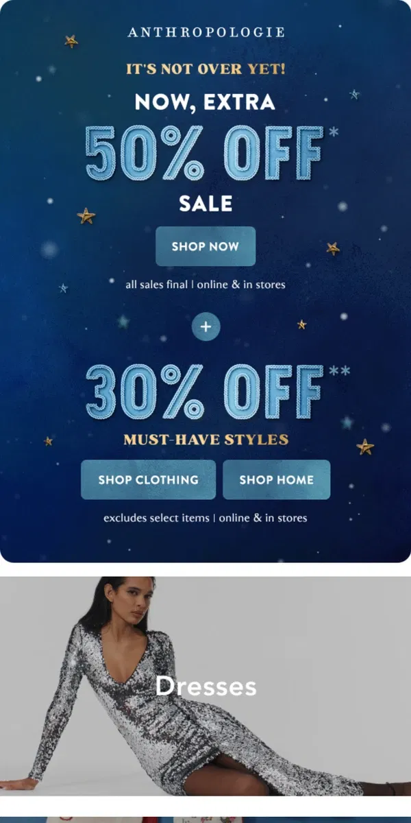 Email from Anthropologie. ICYMI: EXTRA 50% Off SALE for BLACK FRIDAY​