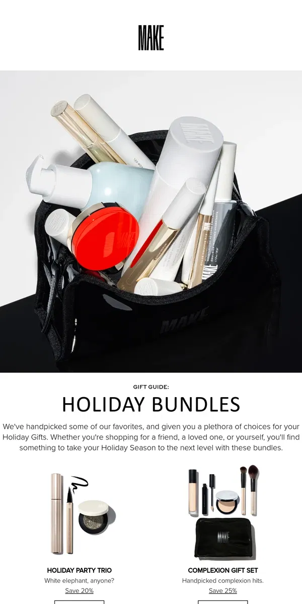 Email from MAKE Beauty. The Best Gifts of the Year