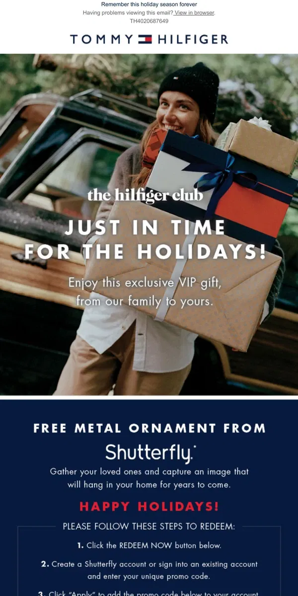 Email from Tommy Hilfiger. An exclusive gift for VIPs, just like you