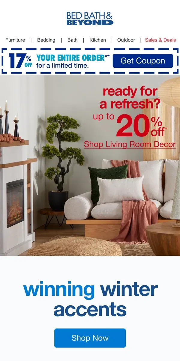 Email from Bed Bath & Beyond. ✨🛋️✨ Ready for a Living Room Refresh?