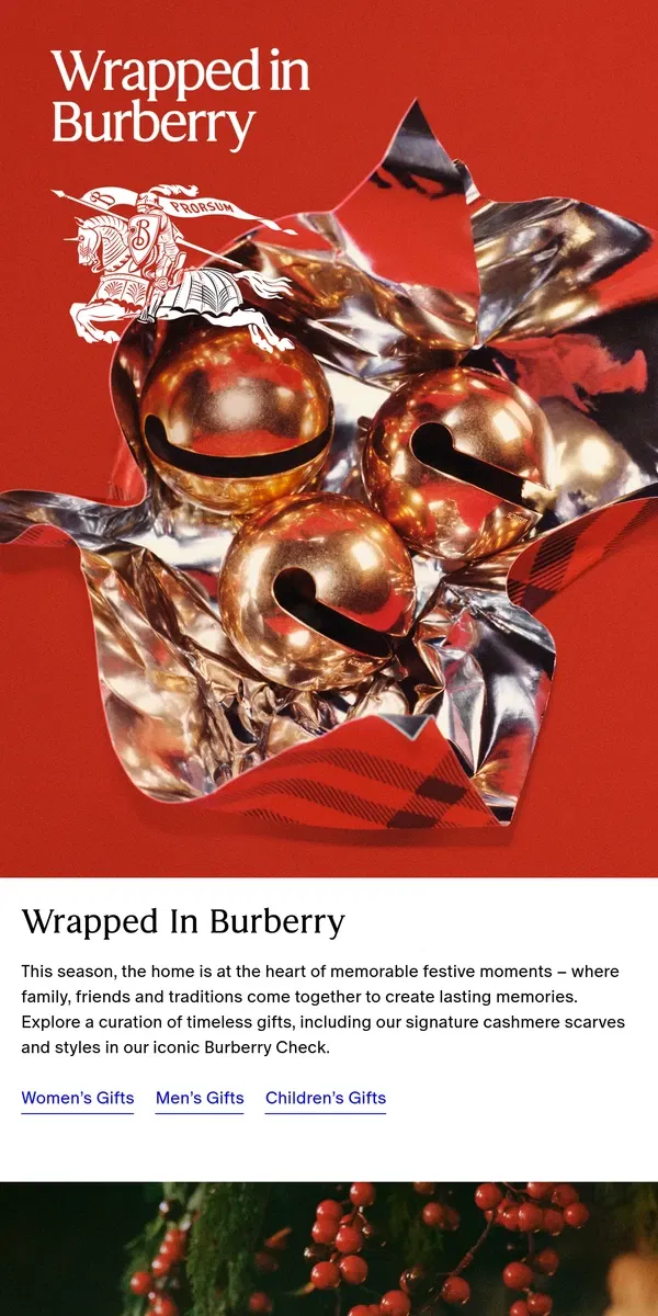 Email from Burberry. Wrapped In Burberry