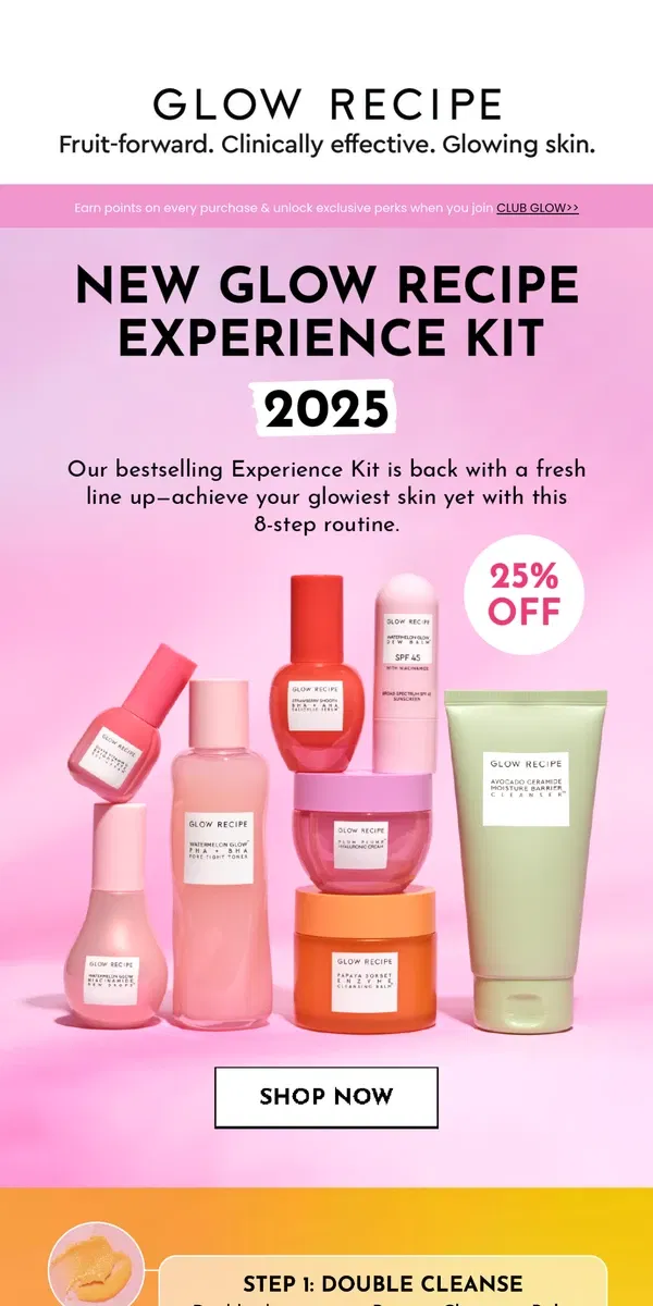 Email from Glow Recipe. Glow Like Never Before: The 2025 Experience Kit is Here!