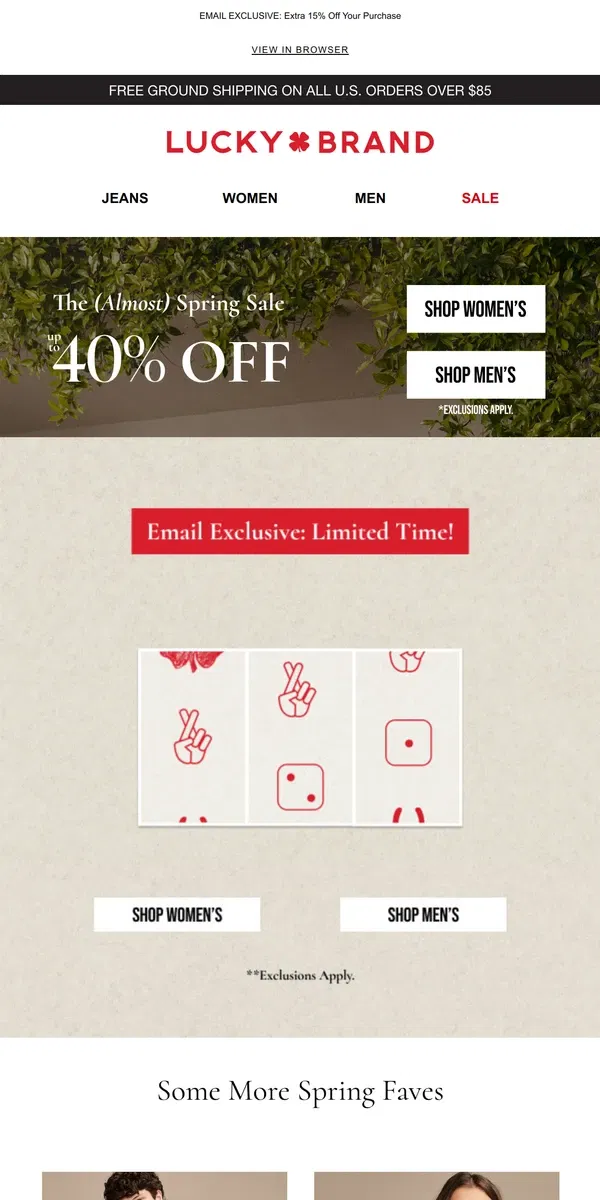 Email from Lucky Brand. Up To 40% Off Is Waiting... 😍