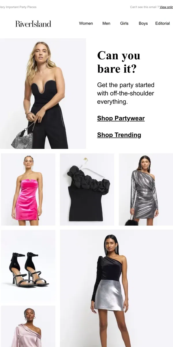 Email from River Island. Trending: partywear