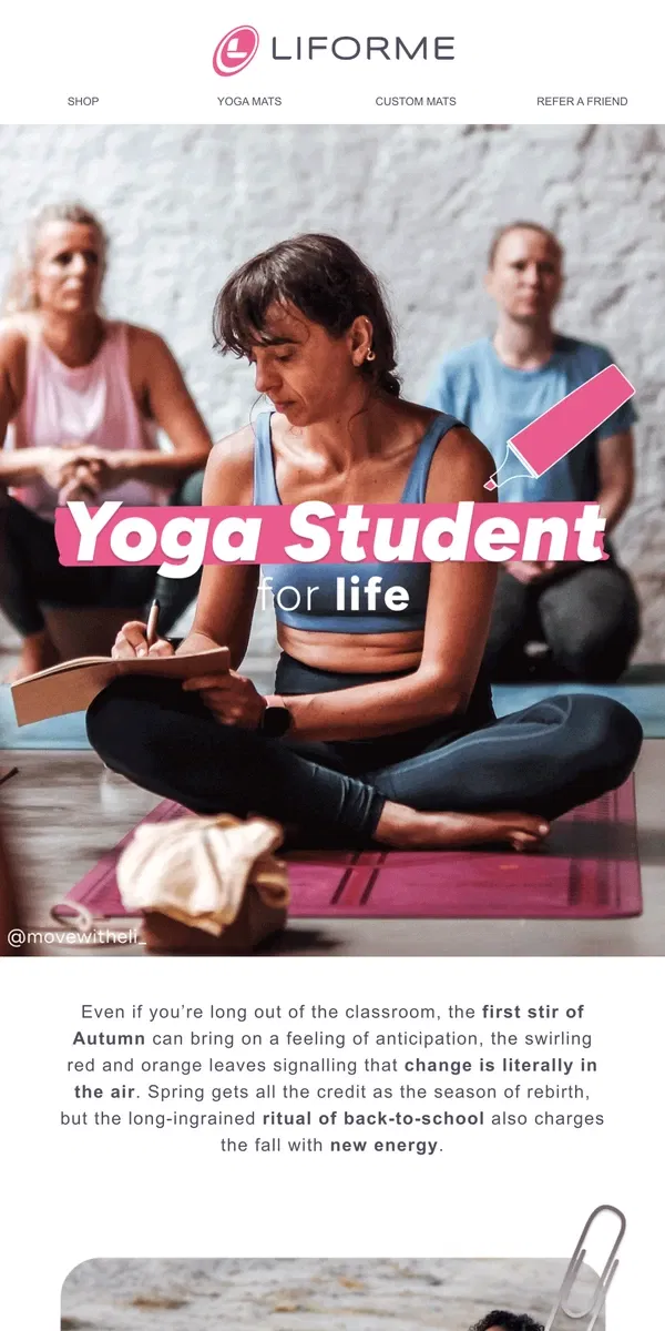 Email from Liforme. Back to School, Yoga Style 🧘‍♀️