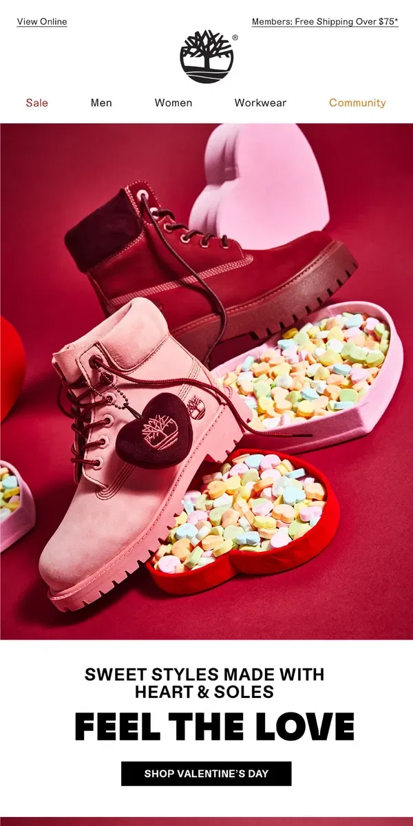 Email from Timberland. Fall in love...with your brand-new boots.