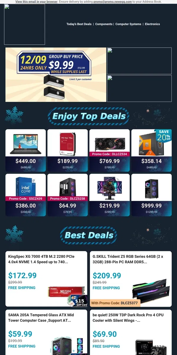 Email from Newegg. 💪 $358.14! AMD Ryzen 7 7800X 🔥