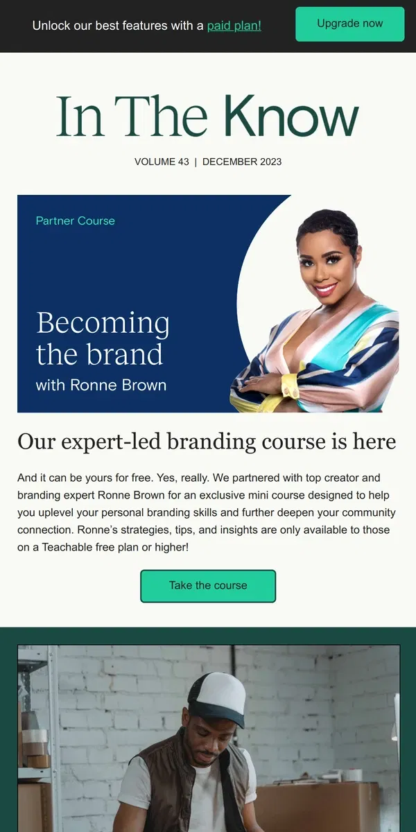 Email from Teachable. Our gift to you: a free course on branding! 🎁