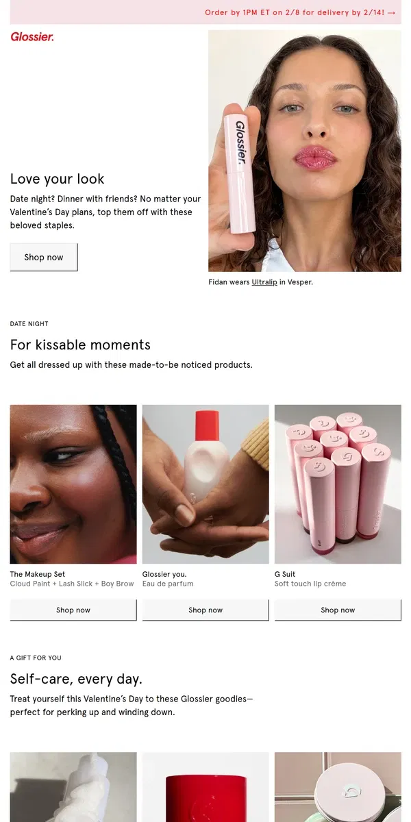 Email from Glossier. The V-Day Face