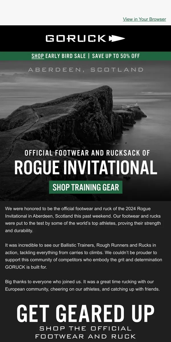 Email from GORUCK. Recap of The 2024 Rogue Invitational