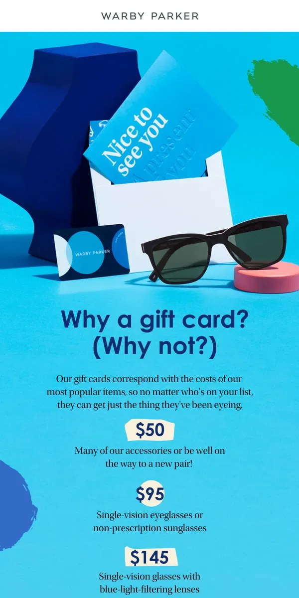 Email from Warby Parker. Options aplenty