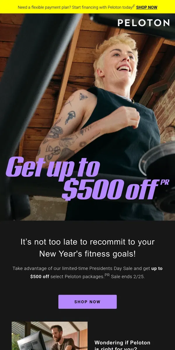 Email from Peloton. Don’t miss up to $500 off