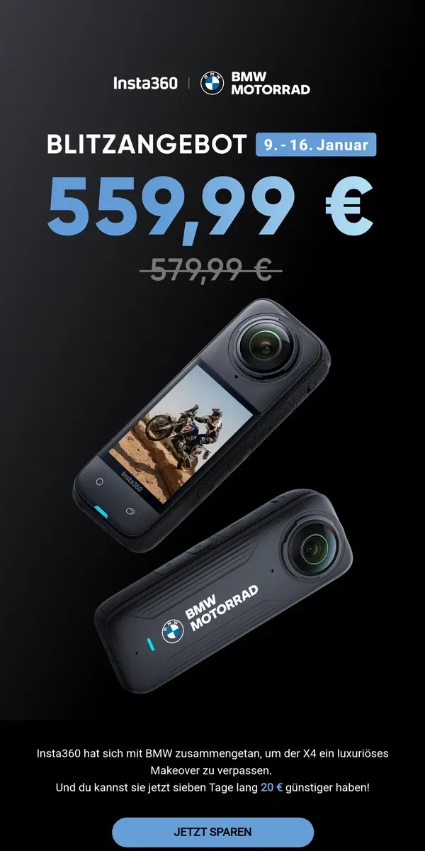 Email from Insta360. 📣 Blitzangebot: X4 BMW Motorrad Edition