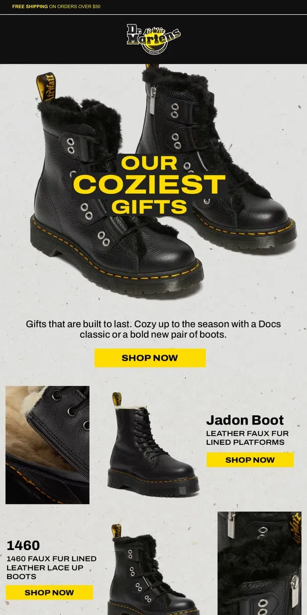 Email from Dr. Martens. Get cozy with our favorite gifts