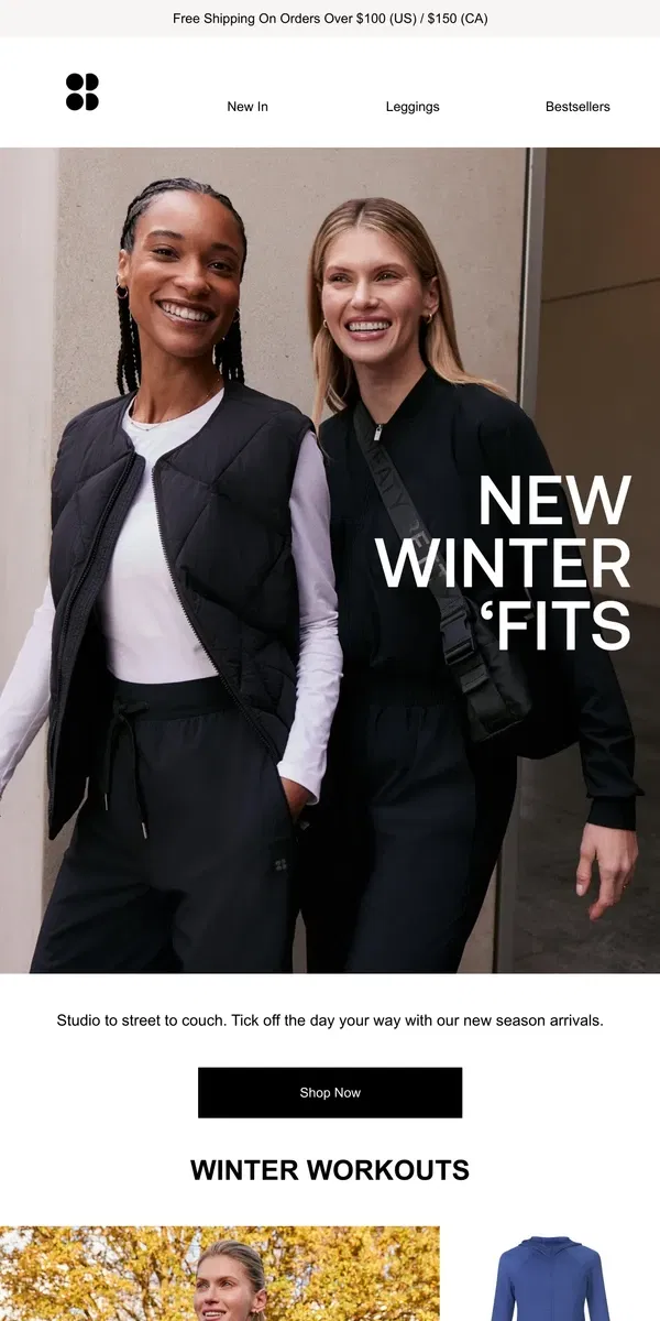 Email from Sweaty Betty. 3 winter looks you'll love