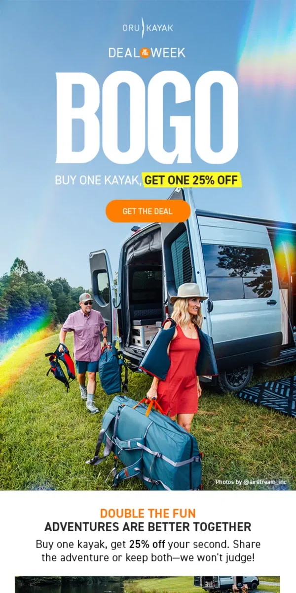 Email from Oru Kayak. FINAL DAYS: Buy One Kayak, Get One 25% Off ⏰