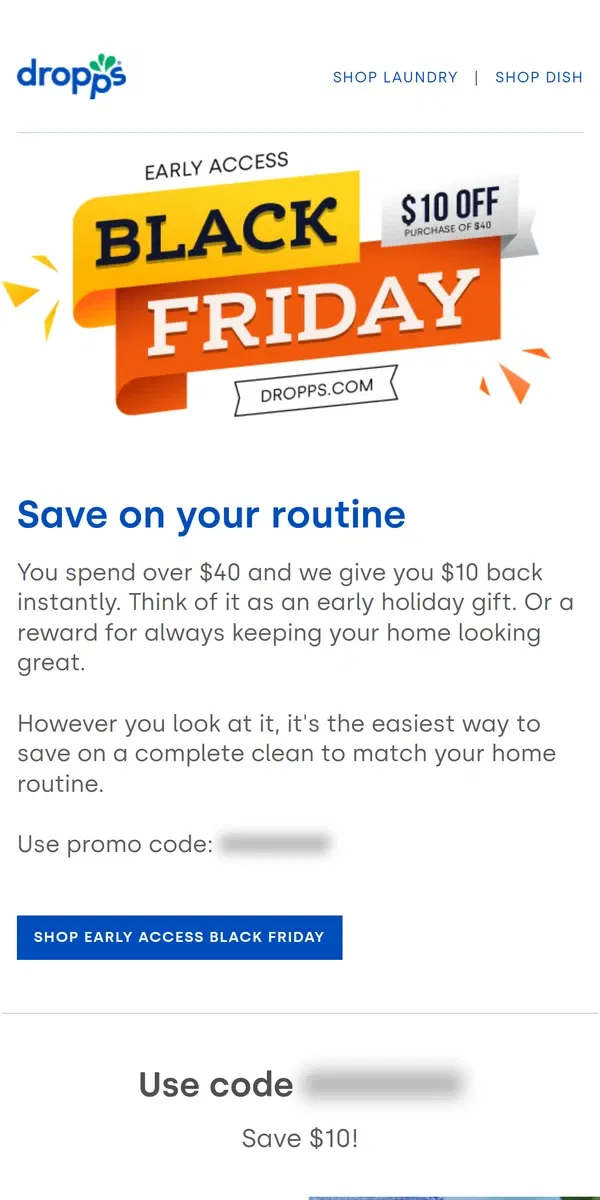 Email from Dropps. A savings guarantee