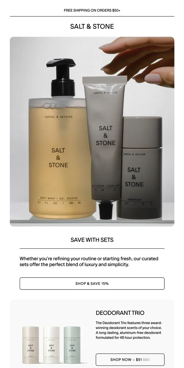 Email from SALT & STONE. Save With Sets