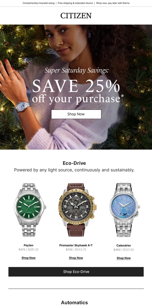 Email from Citizen Watch. It's Super Saturday! Save 25% Off!