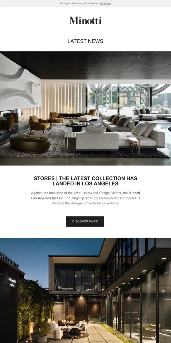 Email from MINOTTI. LATEST NEWS