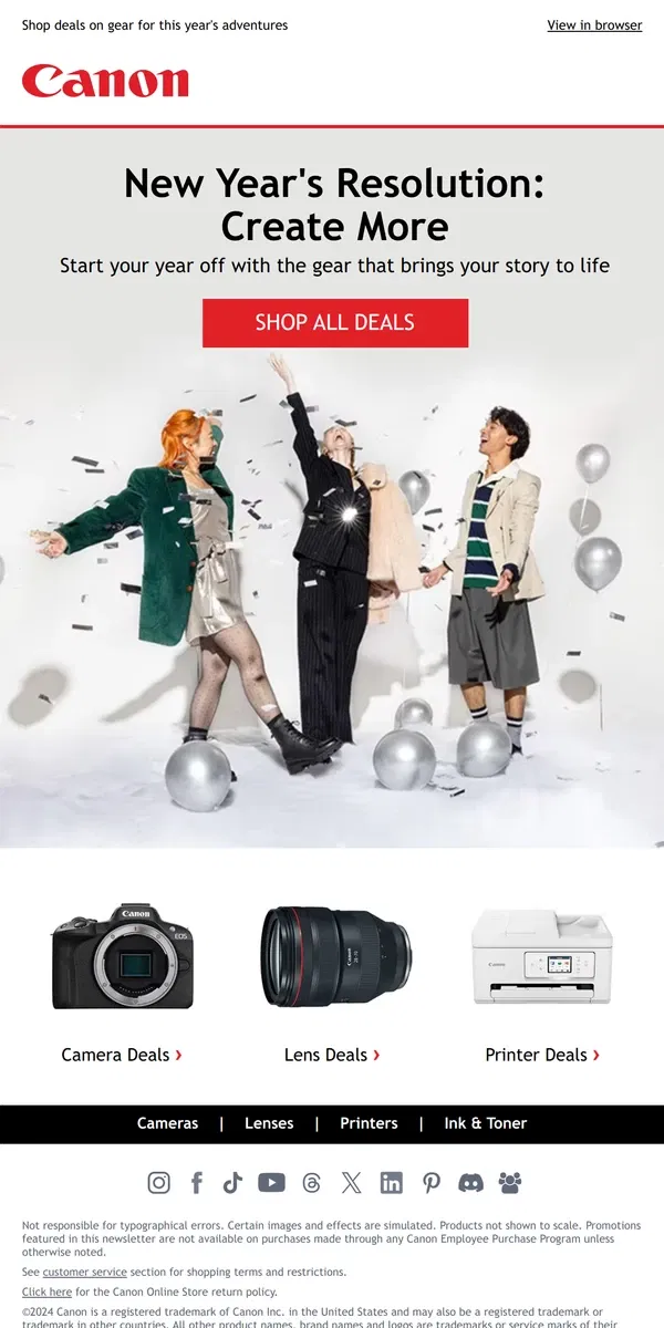 Email from Canon. New Year, New Gear✨