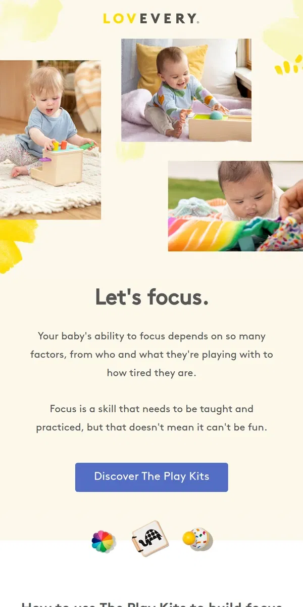 Email from Lovevery. How long can your baby focus?