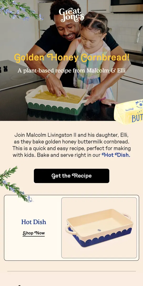 Email from Great Jones. Malcolm & Elli in the kitchen