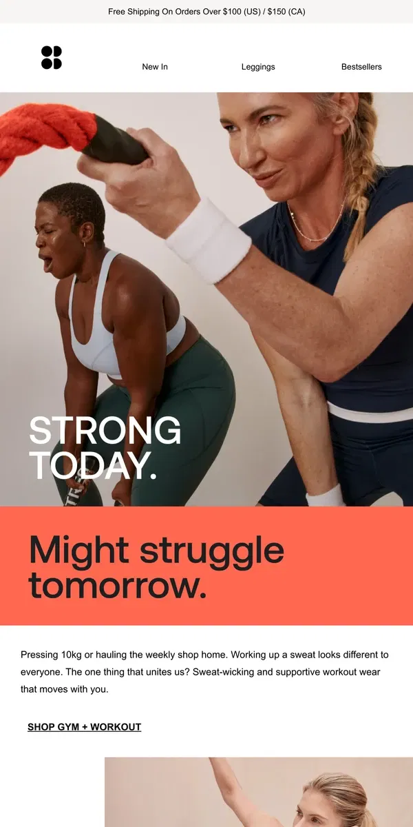 Email from Sweaty Betty. Strong today. Might struggle tomorrow.