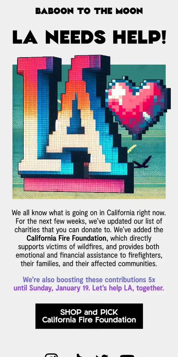 Email from Baboon To The Moon. ❤️LET’S HELP LA!❤️