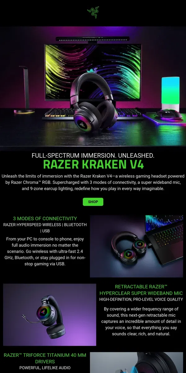 Email from Razer. 🌈🎧Just Dropped: Razer Kraken V4