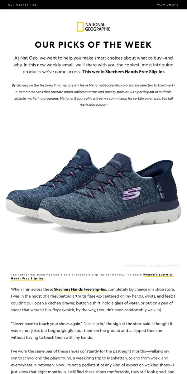 Email from National Geographic. The shoes that changed my life