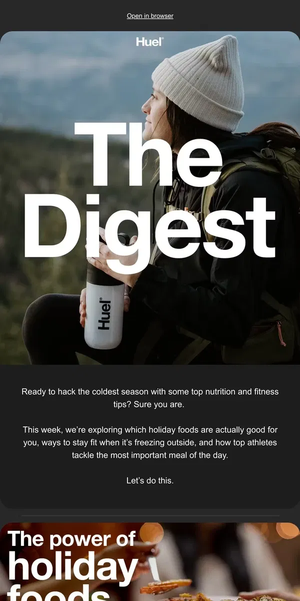 Email from Huel. The hidden power of Thanksgiving food 🍽️