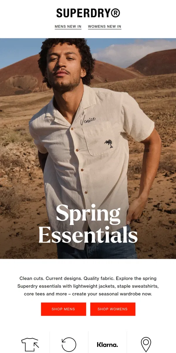 Email from Superdry. Spring Transition