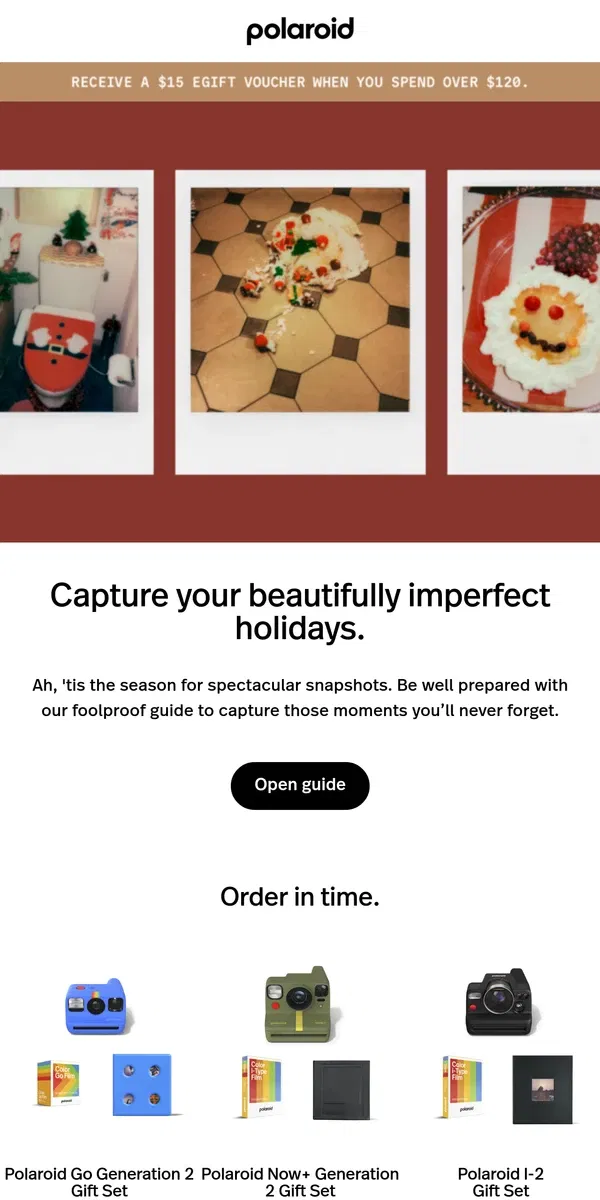 Email from Polaroid. Top tips for capturing the season.