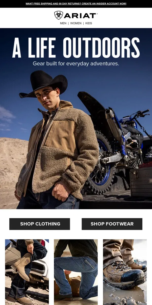 Email from Ariat. Made for the Great Outdoors