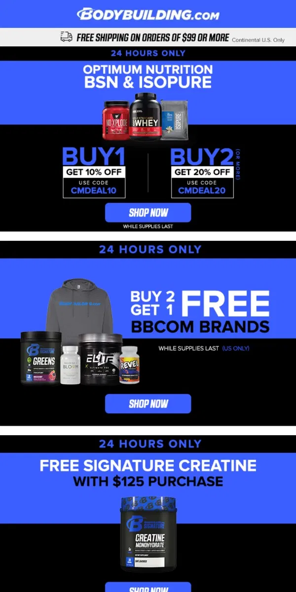 Email from Bodybuilding.com. 🚨 CYBER MONDAY ONLY! BOGO Deals & FREE Gift Offers! 🚨