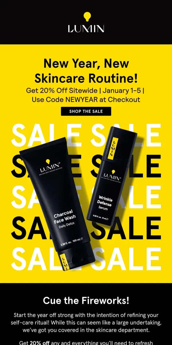 Email from Lumin. 20% Off to Ring in the New Year! 🎉