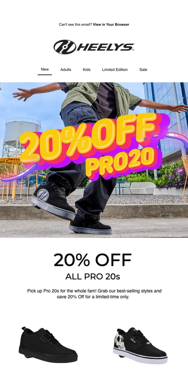 Email from Heelys. This 20% Off Sale Is Ending.