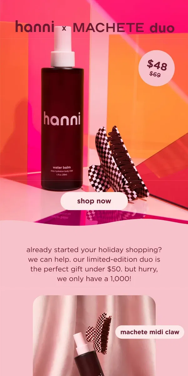 Email from hanni. new: hanni x MACHETE duo!