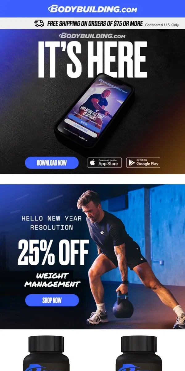 Email from Bodybuilding.com. 🤝 Transform Your Year: 25% Off Weight Management Supplements!